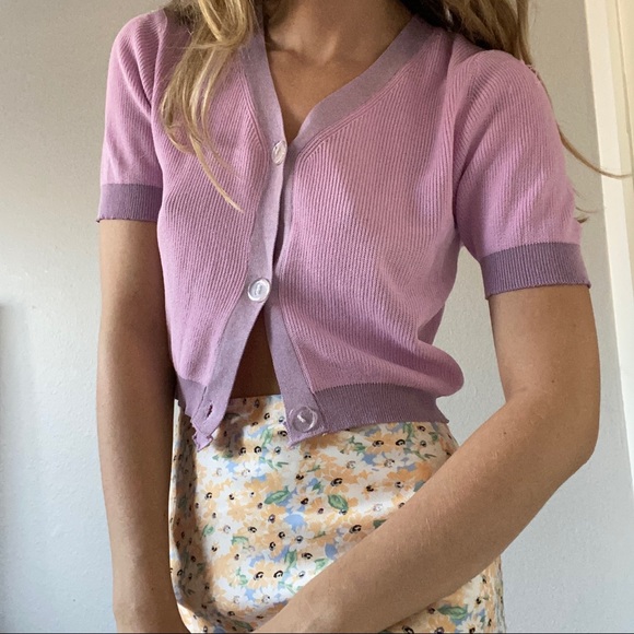 Verge Girl Tops - Verge girl pastel lilac crop sweater top